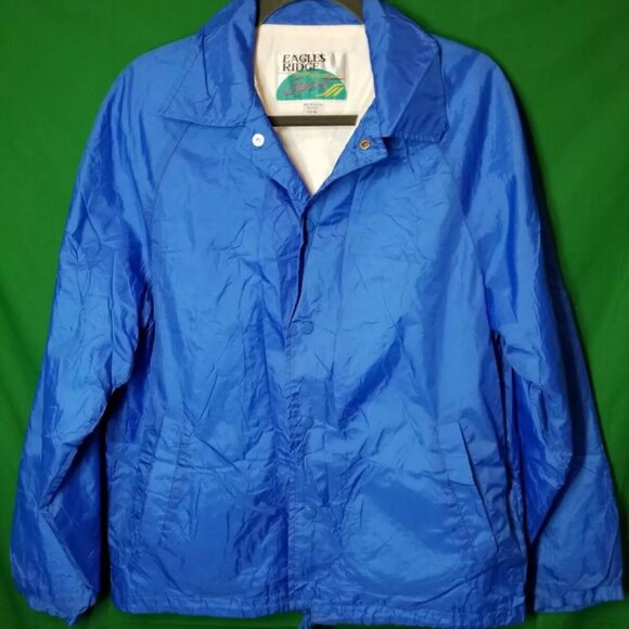 Eagles Ridge Sport Vintage 90s Windbreaker Jacket Blue Snap Lined Medium - Picture 1 of 5